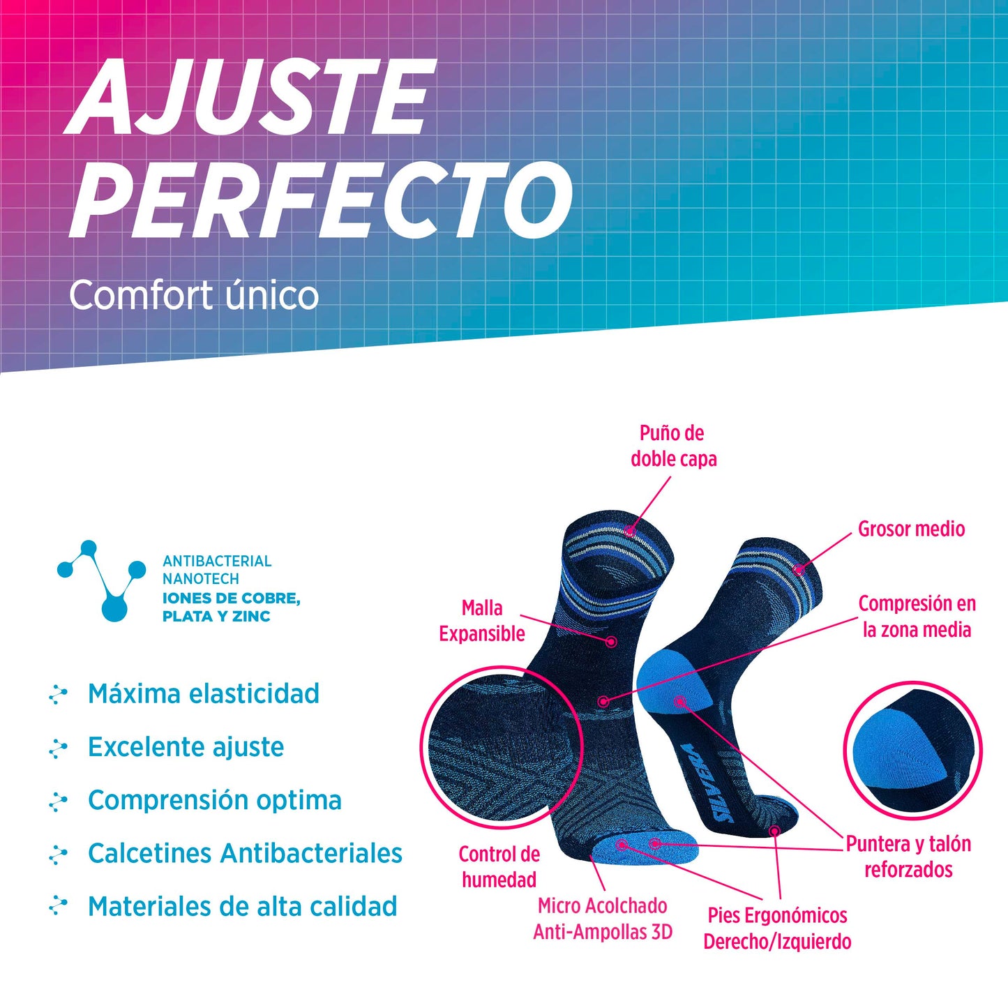 Medias deportivas hombre y mujer con ajuste ergonómico