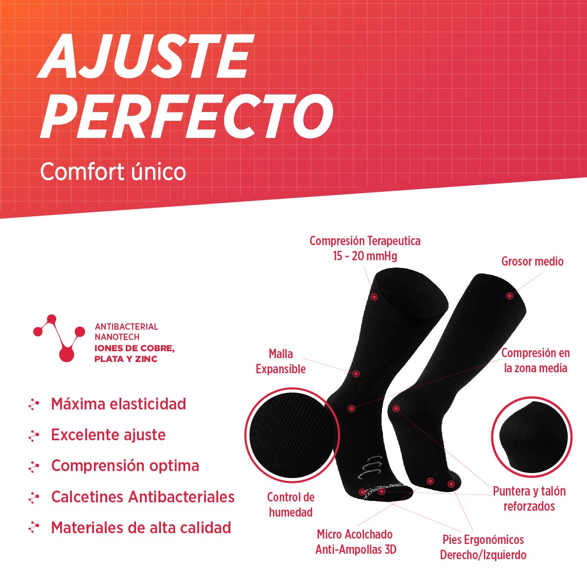 Pulsar Cotton | Medias de Compresion 15-20 mmHg