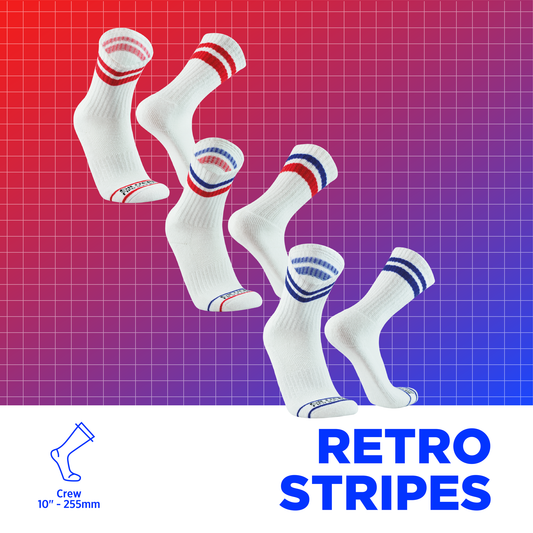 Medias Deportivas | Retro Stripes Azules, 03-Pack