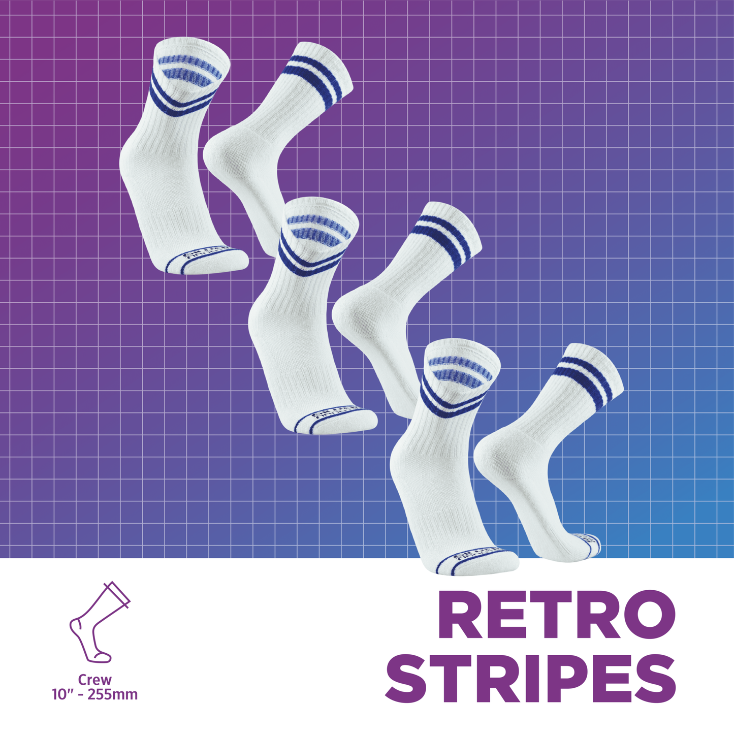 Medias Deportivas | Retro Stripes Azules, 03-Pack