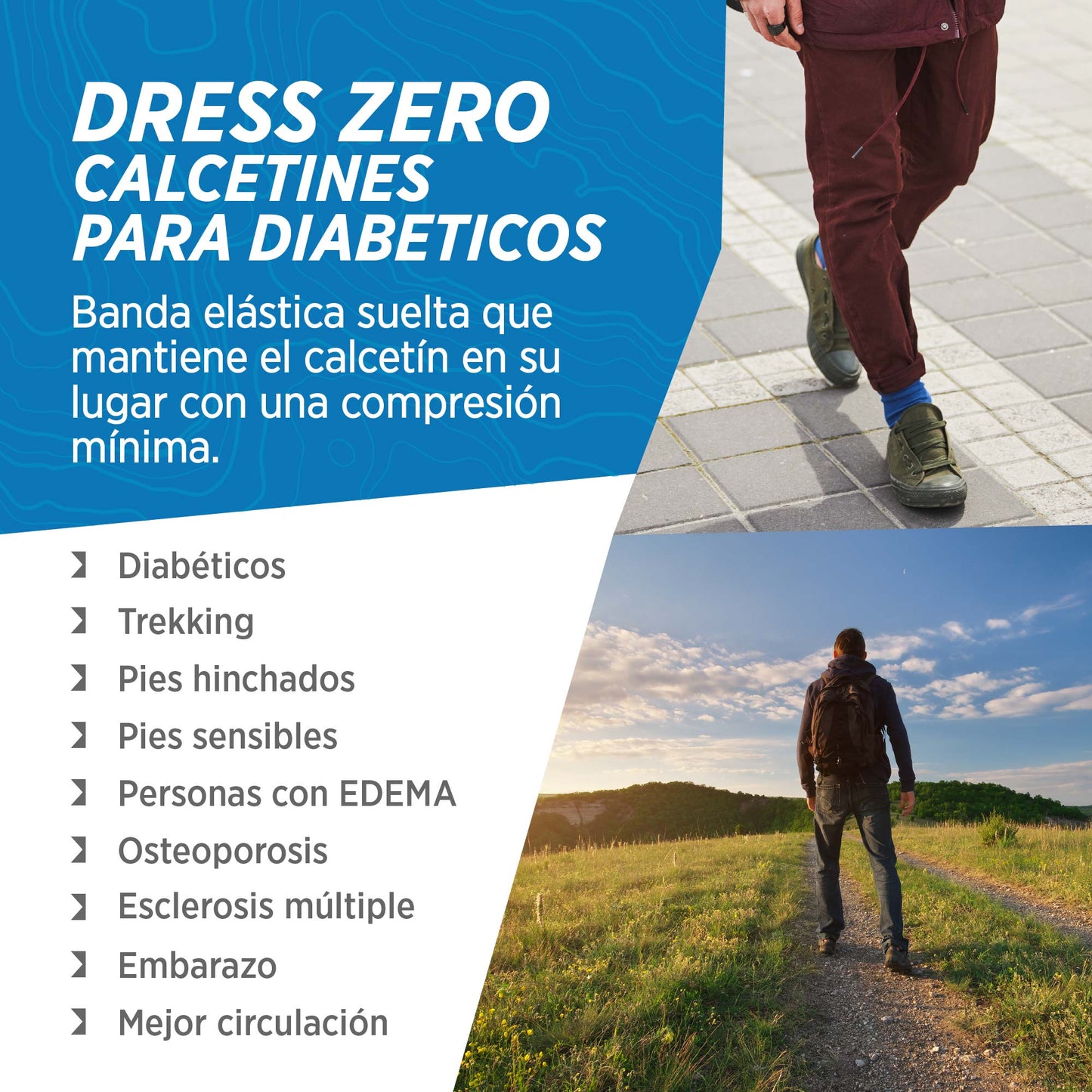 ZERO PRESSURE | Calcetines con Elástico Flexible, Para Diabéticos