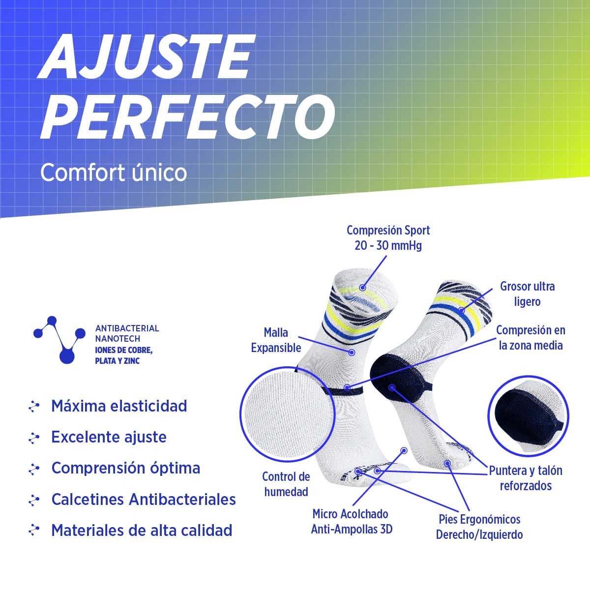 Medias Running Ciclismo TANGENTE, 2 Pares (Ultra Light)