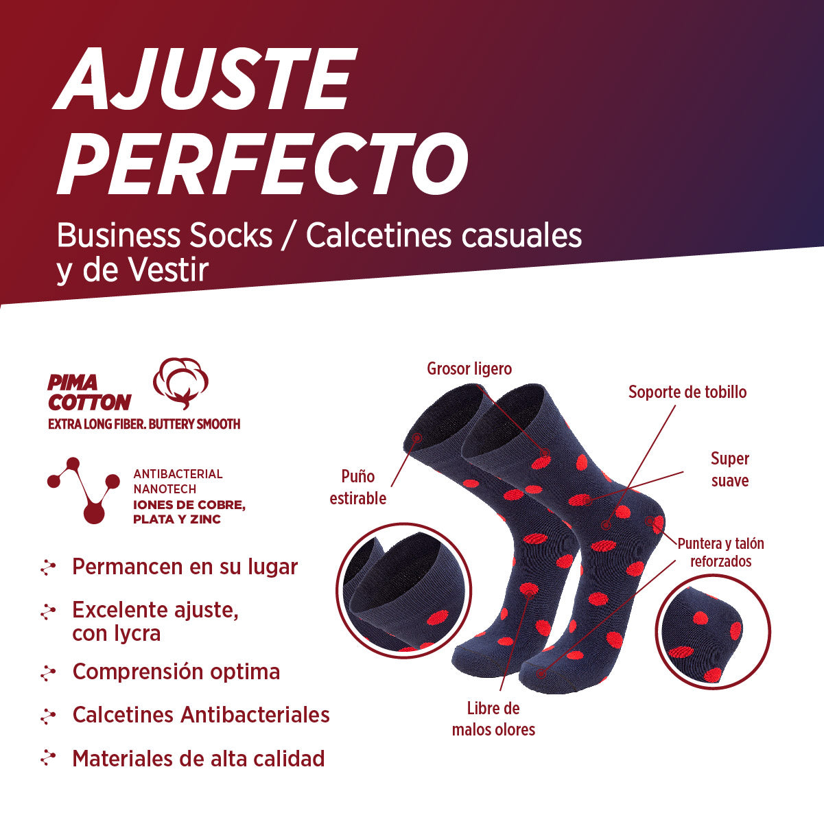 Medias de Vestir Unisex | Polka, 03-Pack
