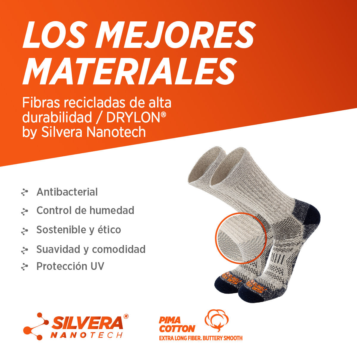 ALTURA Trekking Socks. Medias Deportivas de Algodón Pima, 2 Pares