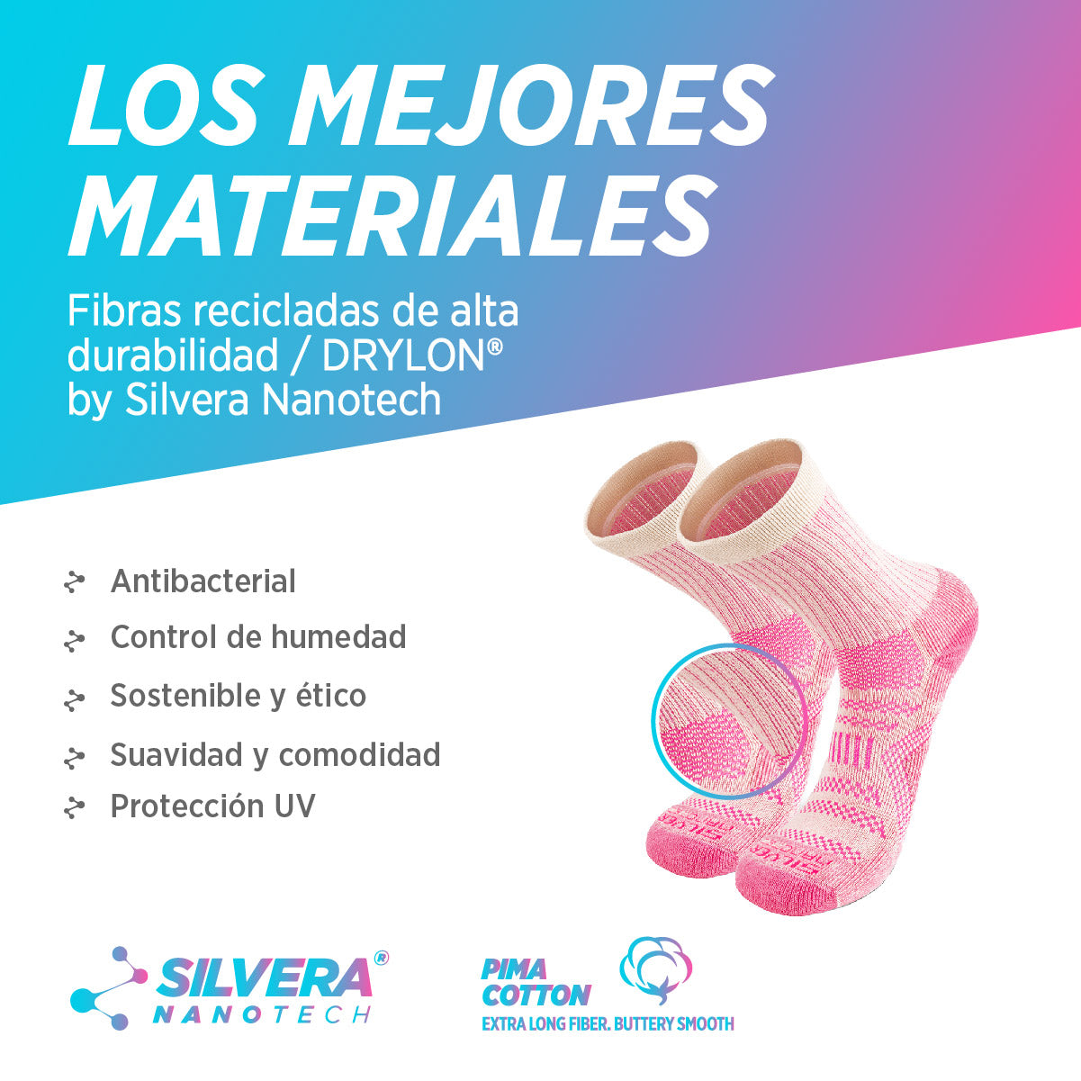 ALTURA Medias deportivas de Algodón Pima, 2 pares