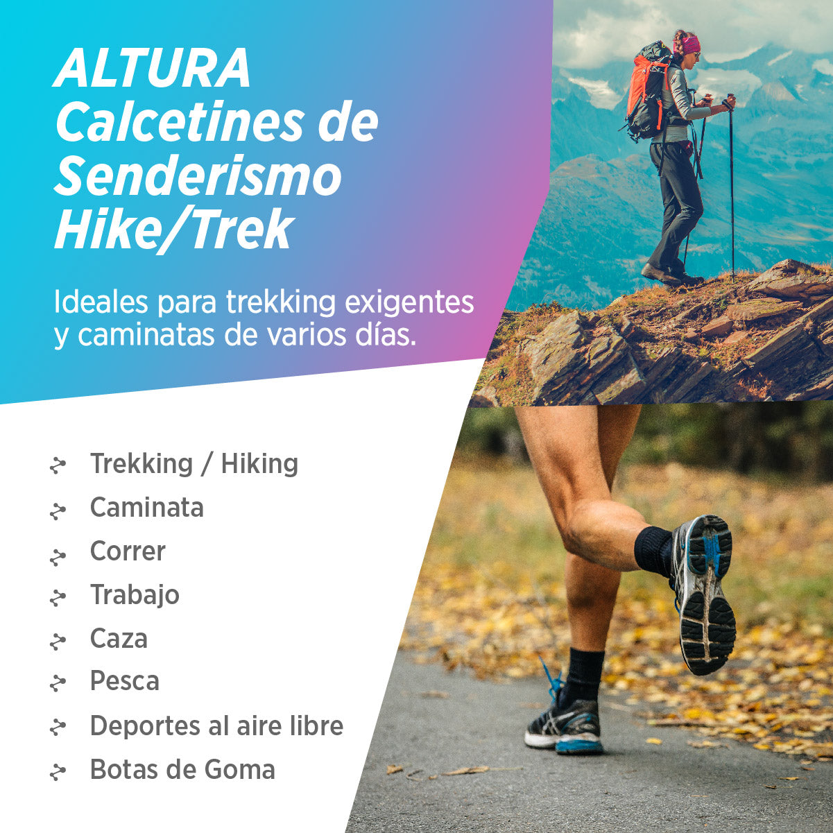 ALTURA Medias deportivas de Algodón Pima, 2 pares