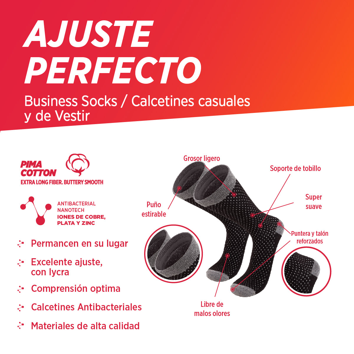 Medias de Vestir | Dots Negro, 03-Pack