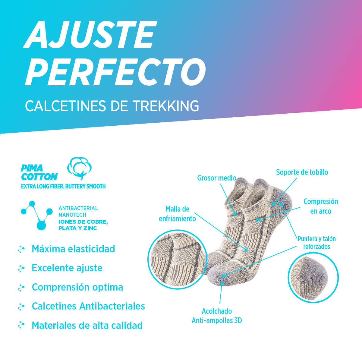 Medias tobilleras Algodon | Austral, paquete de 3